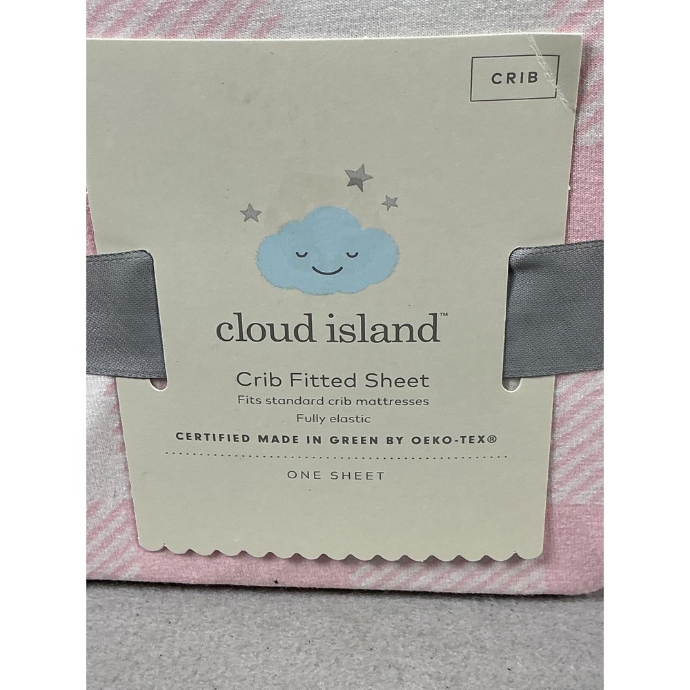 Cloud Island Pink Gingham Crib Fitted Sheet 28x52 OEKO-TEX Baby Nursery New